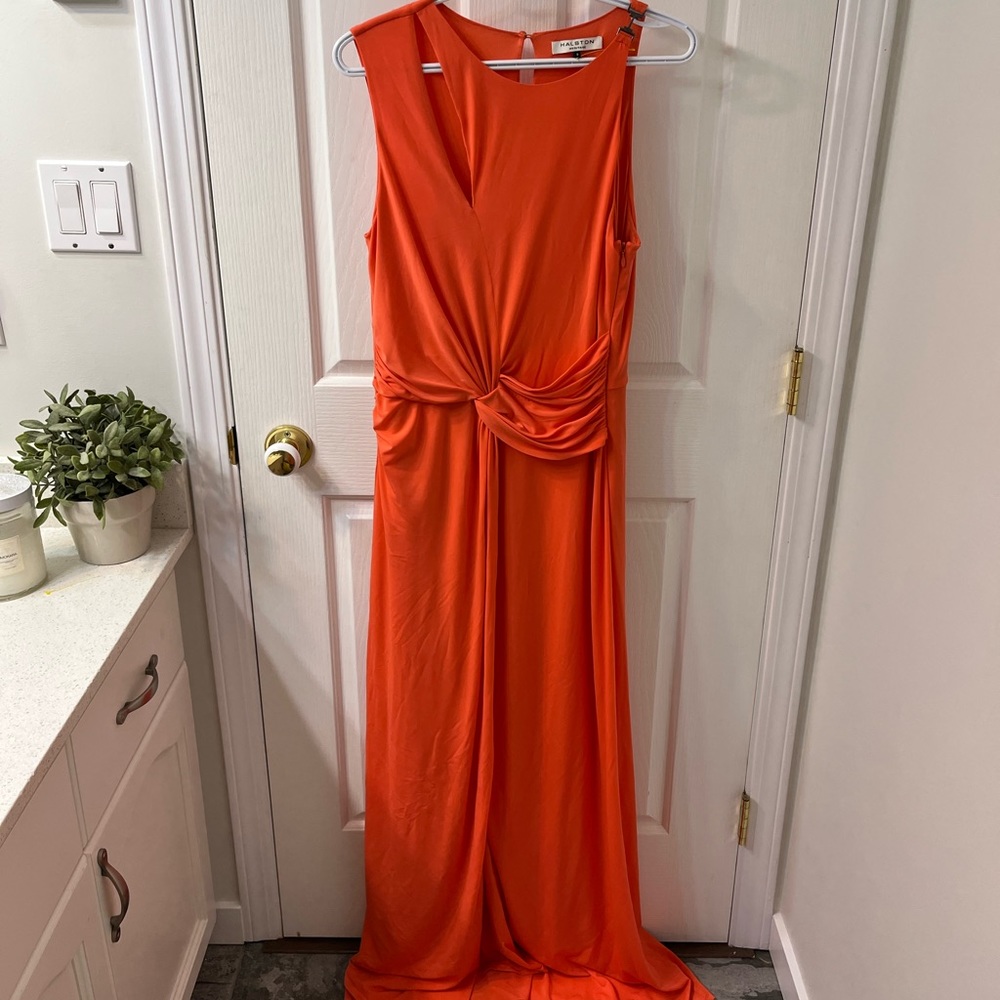 Halston Heritage coral gown size 8